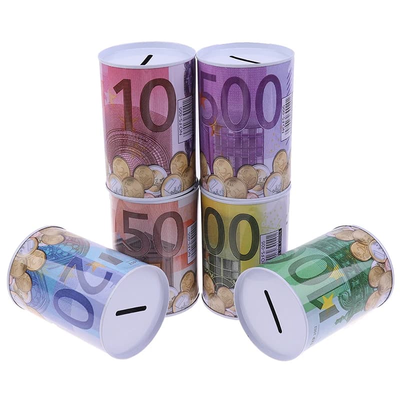 1 pz 11x7.5 cm Euro Dollaro salvadanaio cilindro sicuro salvadanaio per scatole di depositi monete