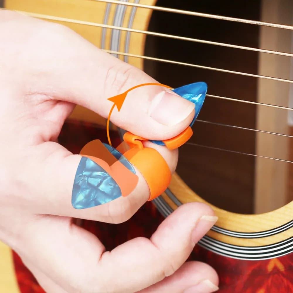 Strumento ausiliario per chitarra per basso elettrico acustico Porta plettri per chitarra Plettro per chitarra Culle per dita Copri dito Plettri per chitarra