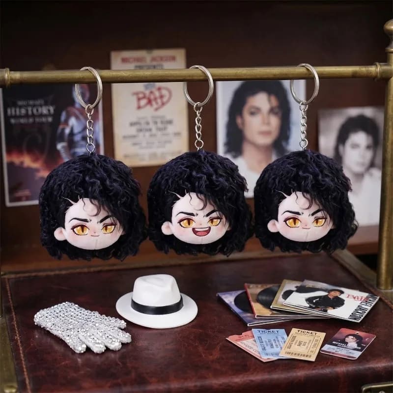 Michael Jackson Ise Plush Keychain Cotton Ball Plushie Charm Fan Merchandise Backpack Decoration for Fans Gift Toys