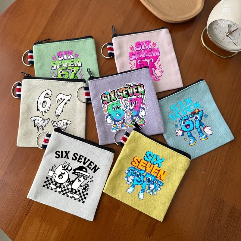 Portamonete Divertente con Design 'Brainrot', Cartone Animato 67 Six Seven, Portafogli alla Moda per Ragazzi e Ragazze, Portafogli Portatili per Donne e Uomini, Regali per Feste