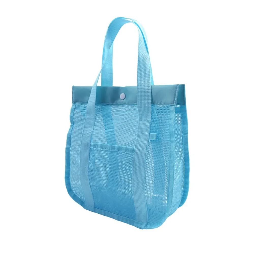 Leisure Large Capacity Mesh Beach Bag Breathable Visible Mesh Handbag Light Weight Foldable Swimming Washbag Summer
