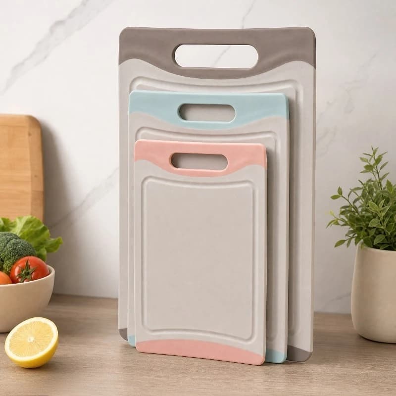 Set di tre taglieri in plastica per la cucina domestica, tagliere multifunzionale per la classificazione degli alimenti, tagliere a doppia faccia