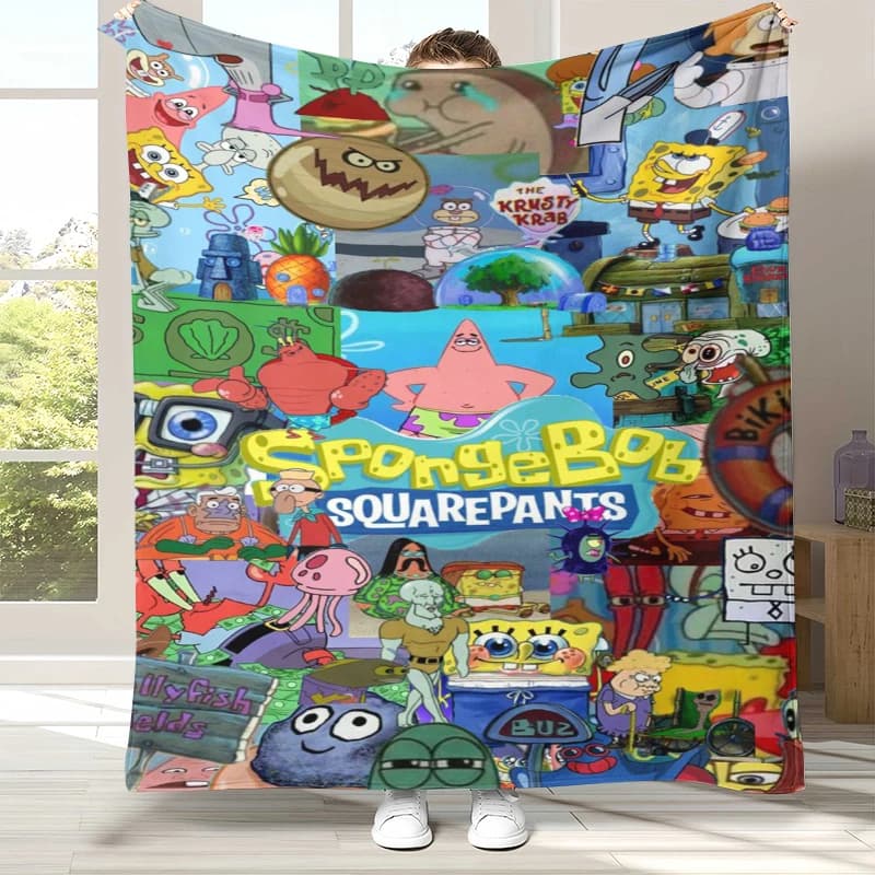 Divertente Coperta in Flanella con SpongeBob e Patrick Star, Ultra Morbida e Calda, per Casa, Camera da Letto, Divano, Campeggio, Regalo
