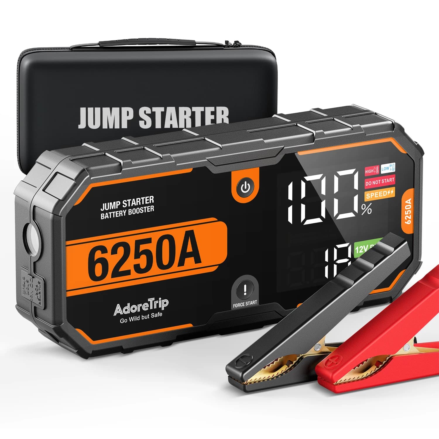 Avviatore di emergenza portatile per auto 6250A 12V, power bank, caricabatterie per auto 12V, dispositivo di avviamento per motori a benzina fino a 10.0L e diesel fino a 6.5L