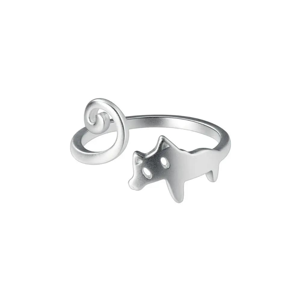Unique Alloy Cat Ring Finger Buckle Korean Style Simple Open Ring Jewelry Accessories Silver Color Gift