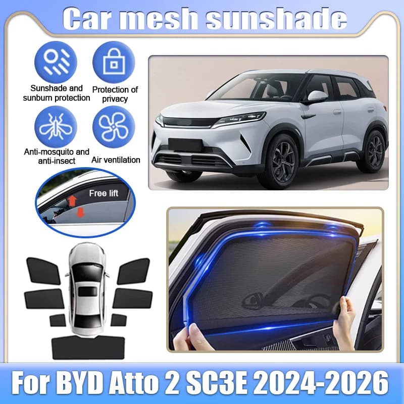 Per BYD ATTO2 DMI 2024-2026 Yuan Up Atto 2 S1 Pro: Tendine Parasole a Rete per Finestrini Auto, Protezione Solare e Privacy, Accessori Auto