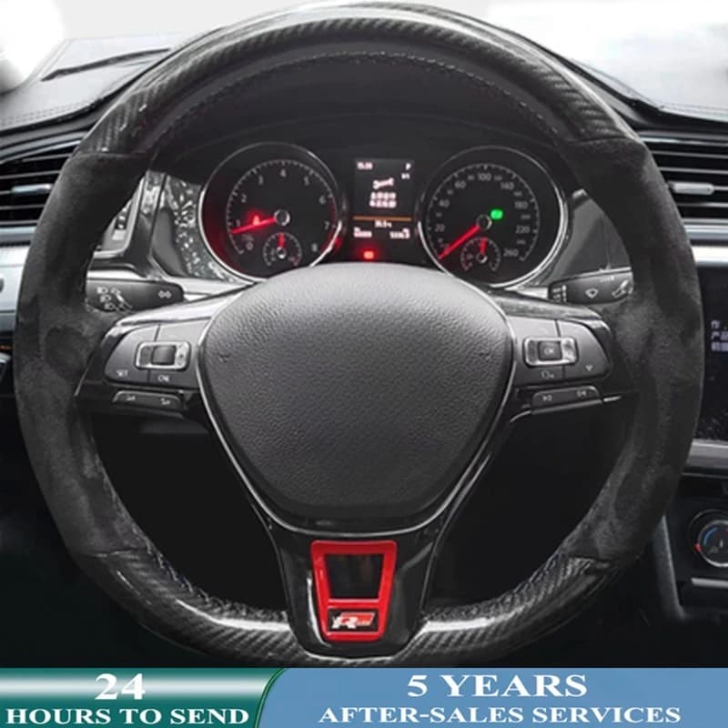 Customized Car Steering Wheel Cover Hand Sewing Suede Carbon Fiber For Volkswagen VW Golf 7 Mk7 New Polo Jetta Passat B8 Tiguan