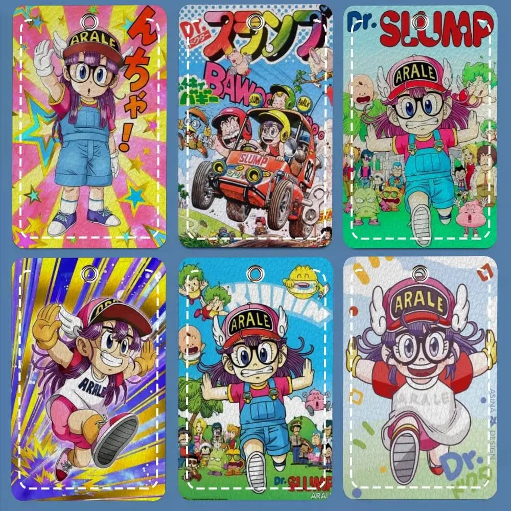Portacarte Cartoon D-Dr S-Slump Arale applicabile a carte di credito, carte autobus, custodia protettiva rettangolare in morbida pelle con portachiavi