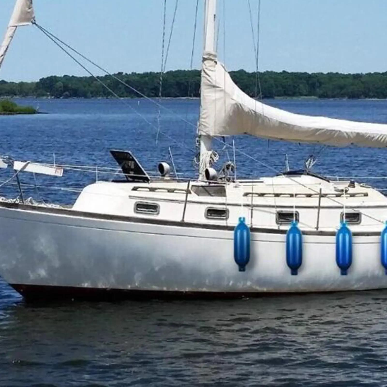 Parafanghi per barche marine da 2 pezzi 4,5'' x 16'' con corda e pompa di gonfiaggio anticollisione