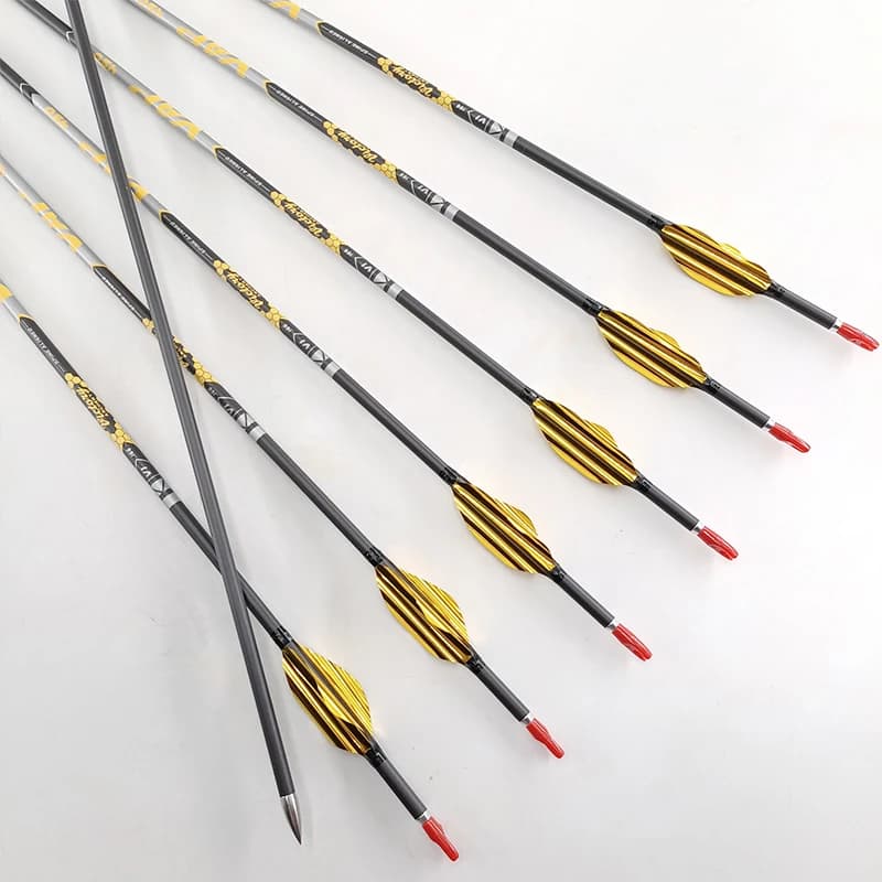 4.2mm Spine 350 400 450 500 600 700 800 900 Archery Carbon Arrows 80 Grain Points Compound Recurve Bow Hunting 12PCS