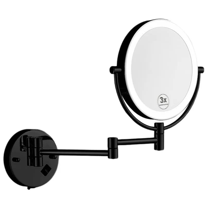 Specchio da bagno per hotel, a parete, pieghevole, bifacciale, con lampada LED ingrandita, per toilette e bellezza