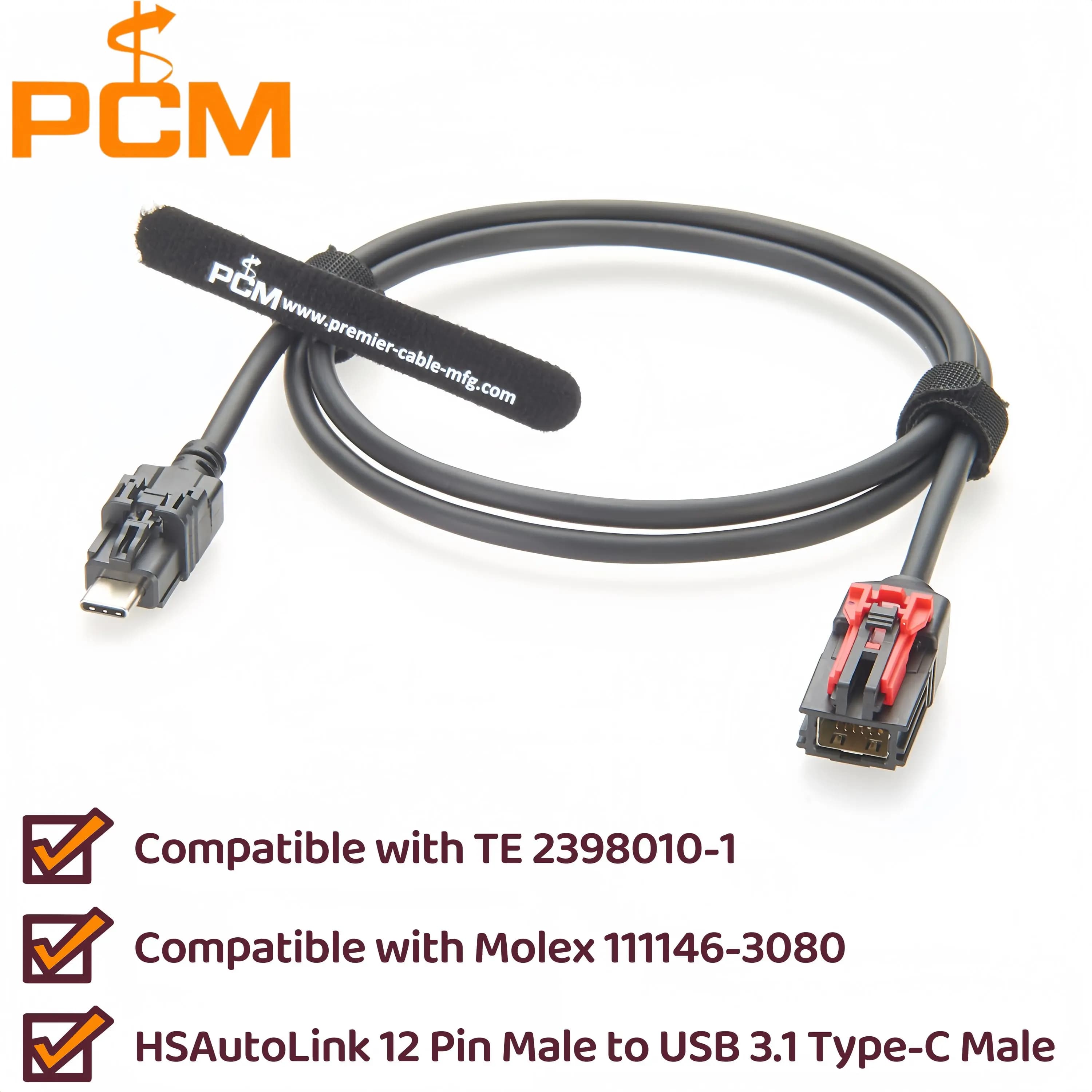 Cavo dati automobilistico HSAL HSAutoLink da 12 pin a USB 3.1 Type-C LVDS Cablaggio compatibile Molex 111146-3080 e TE 2398010-1