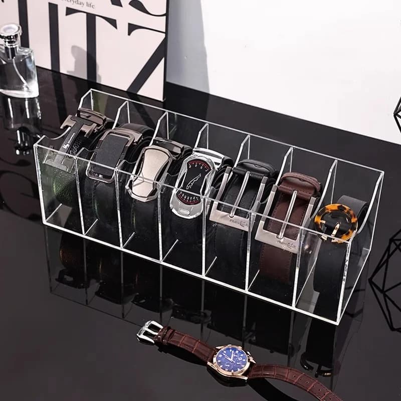 Scatole organizer per cintura a griglia 3/5/7, supporto per cintura in acrilico per armadio, vetrina per cravatta, papillon, portaoggetti per cintura e esposizione