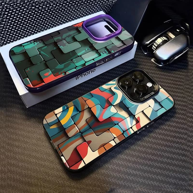 Fashion Creative Color Block Phone Case For iPhone 17 Air 16e 16 Pro Max 15 14 Plus 13 12 11 Pro Shockproof Silicone Back Cover