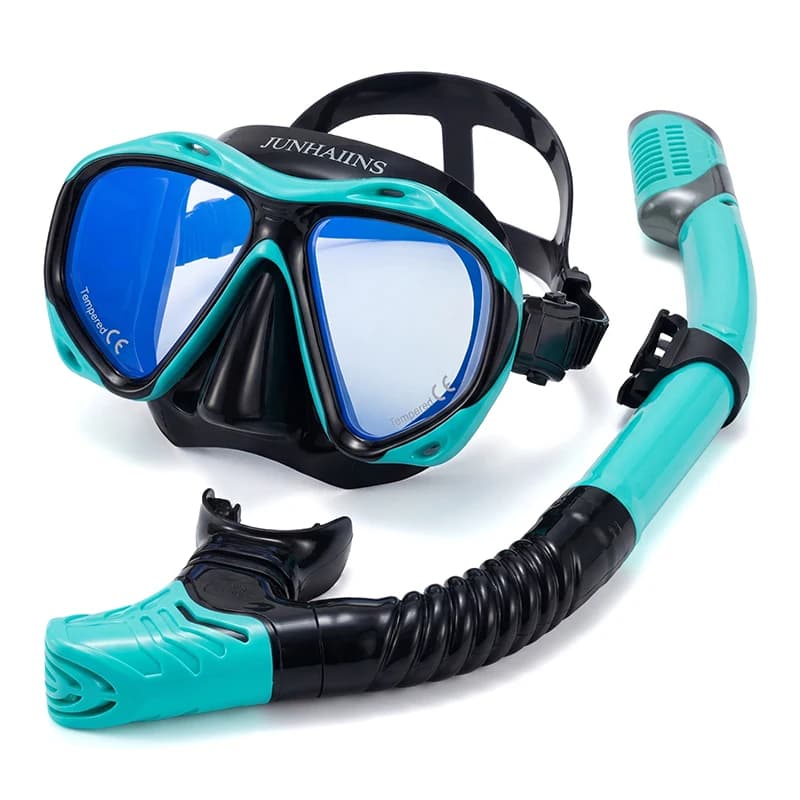 Professional Snorkeling Mask Set for Adults with Dry Boccaglio, 180° ° Panoramic Scuba Occhialini Temperato Glass, Waterproof