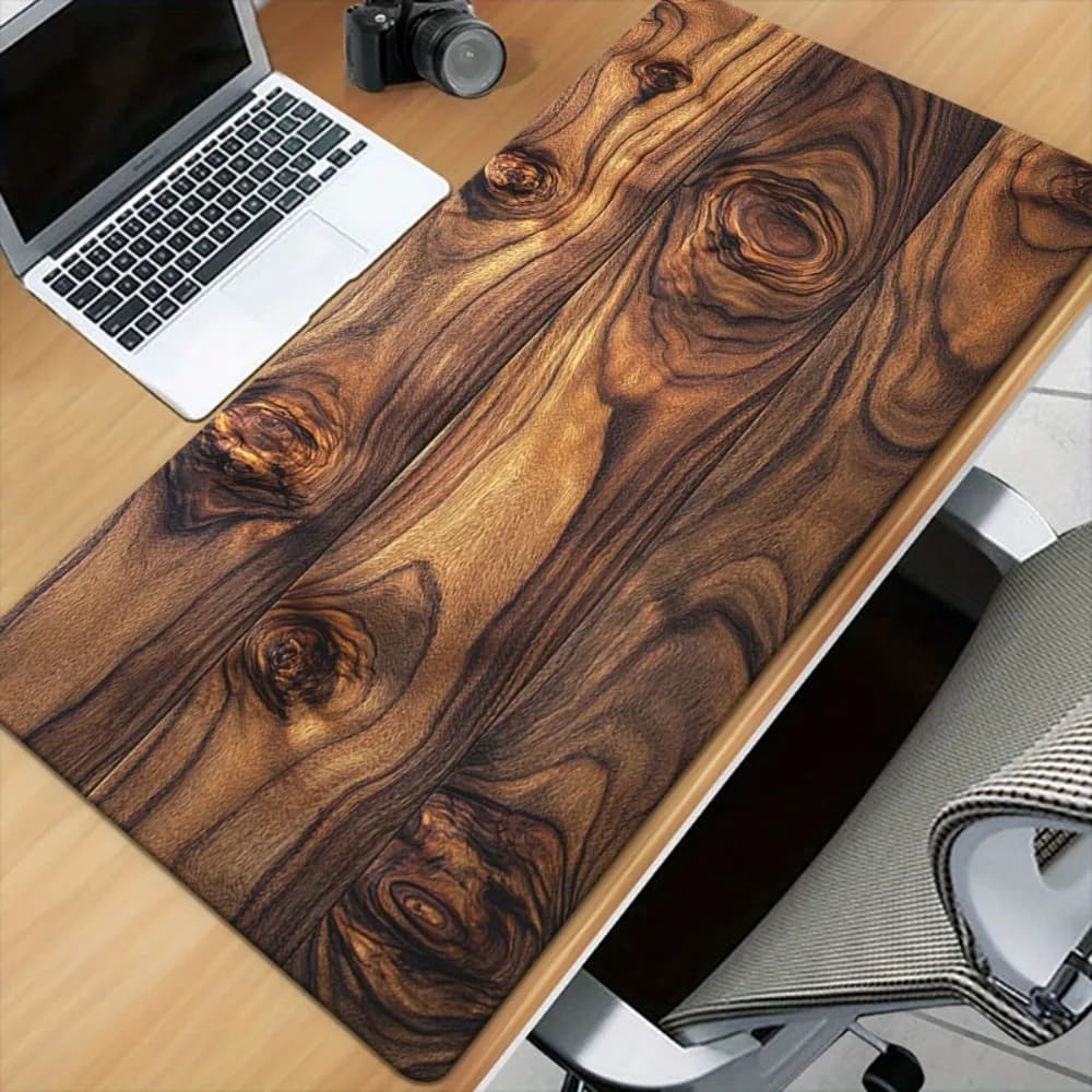 Tappetino per Mouse XXL in Gomma con Texture Legno Astratta, Tappetino da Scrivania Professionale per Gaming e Arredo Ufficio