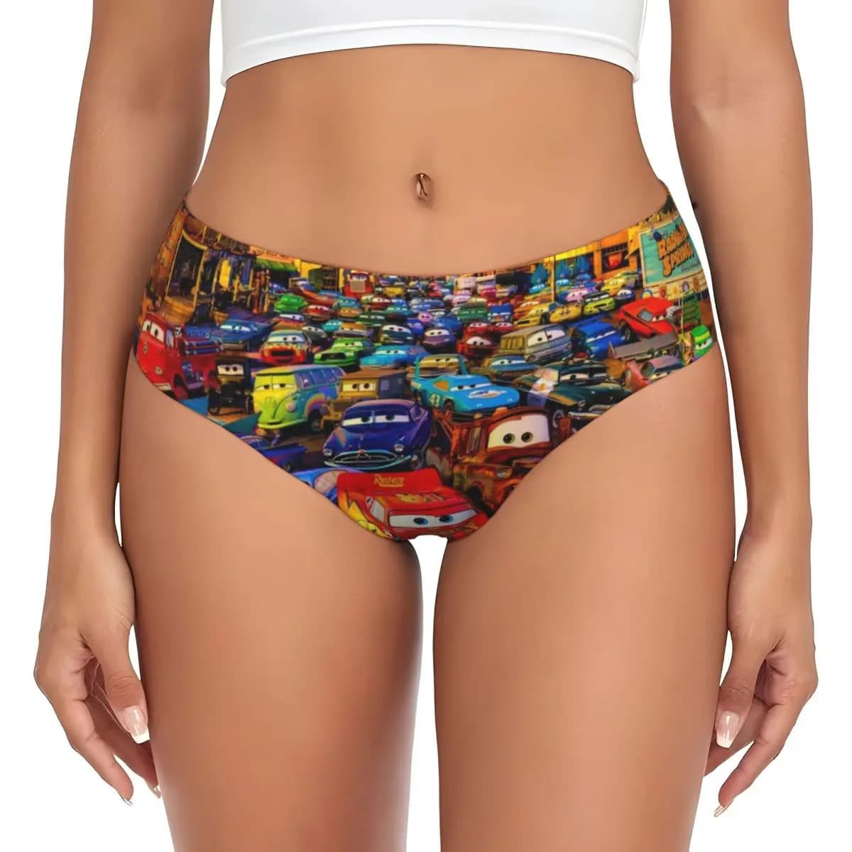Women's Custom Mutandines with Lightning McQueen Printing, Comfortable Slips, Valentine's Day Gift