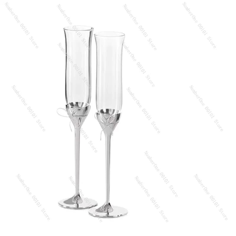Set di bicchieri da champagne in cristallo, bicchieri per vino rosso e alti, calici trasparenti eleganti per feste e bar domestici