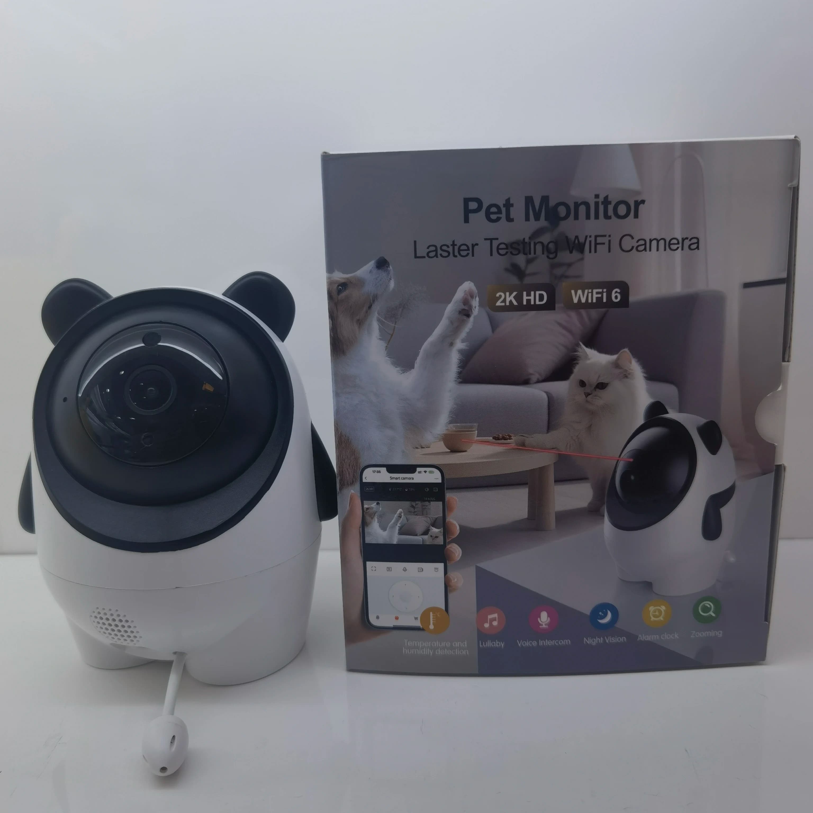 Monitor Domestico C13 Danmini, Telecamera Intelligente per Bambini con Visione Notturna, Monitor per Animali Domestici, WIFI 2K HD, Controllo tramite APP, Telecamera di Sorveglianza Interna