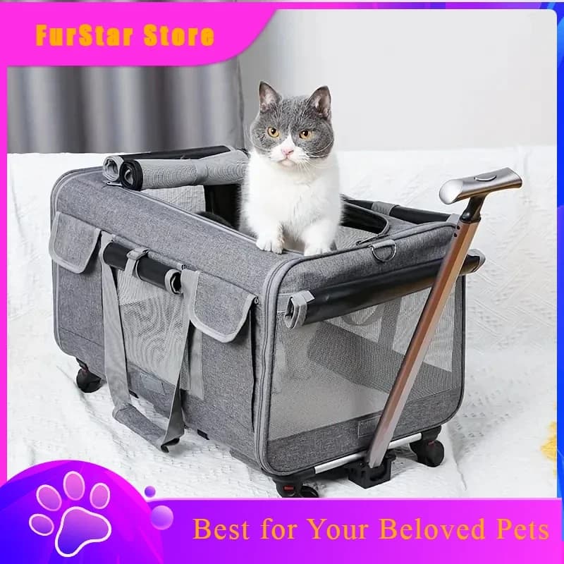FurStarExtra Large Portable Pet Trolley Case, Detachable Dog Trolley Case, Large Foldable Pet Bag Cat Travel Carrier Bag