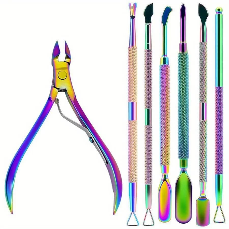 2/3Pcs/lot Professional Stainless Steel Multicolor Nail Cutter Scissor Nippers Multifunction Cuticle Pusher Remover Nail Care