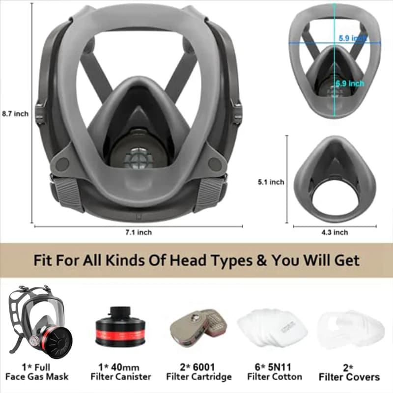 maschera respiratoria Maschera antigas a pieno facciale Maschere antigas Sopravvivenza nucleare con filtro a carbone attivo da 40 mm Maschera respiratoria riutilizzabile