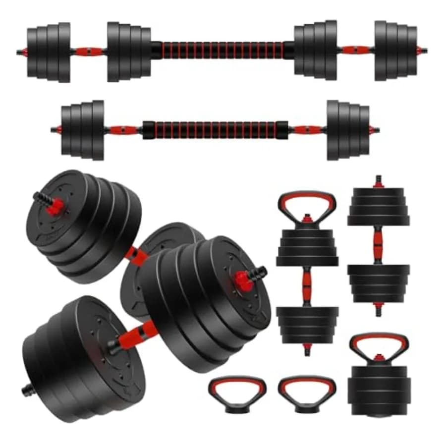 Adjustable Handles 90 LB/75 LB/45 LB/25 LB with Connector, Set Weights 5 in 1 for Home Gym, Black Steel, Usable as Kettlebell