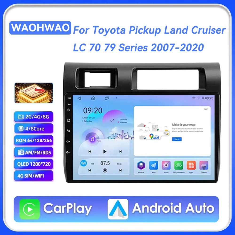 Autoradio Android 16 con Carplay per Toyota Pickup Land Cruiser LC Serie 70 79 2007-2021, Lettore Multimediale Stereo