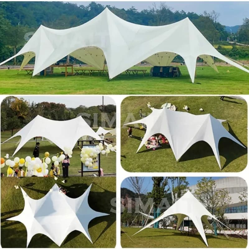 Tenda da Campeggio Esterna Oversize, Tre Punte, per Uso Commerciale, Protezione da Sole e Pioggia, a Forma di Loto