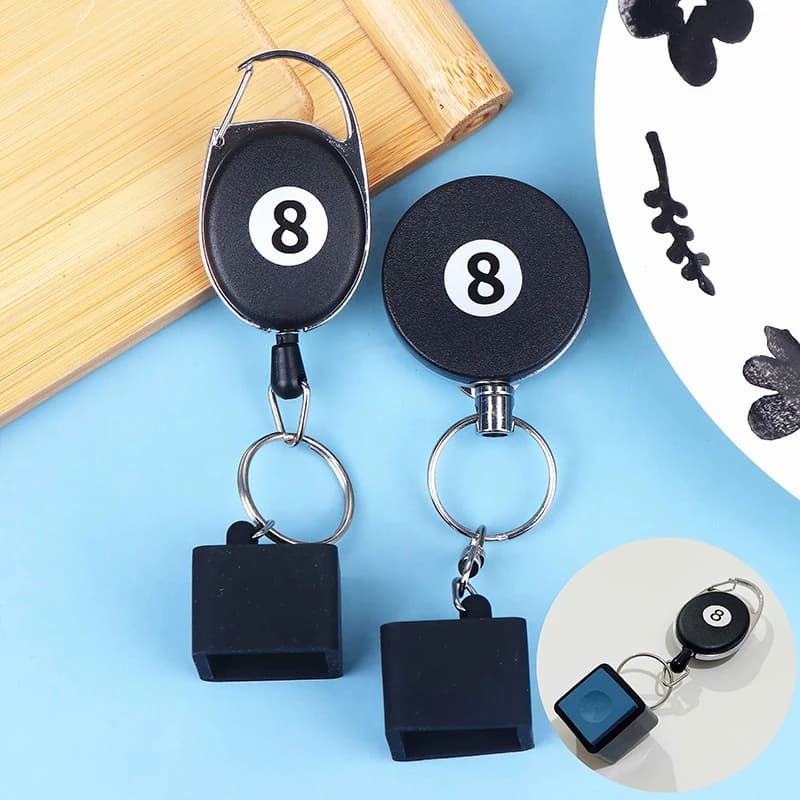 1Pc Black Billiard Telescoping Chalk Holder Snooker Pool Cue Chalk Holder Keychain Retractable Rope Chalk Holder W Mounting Cli