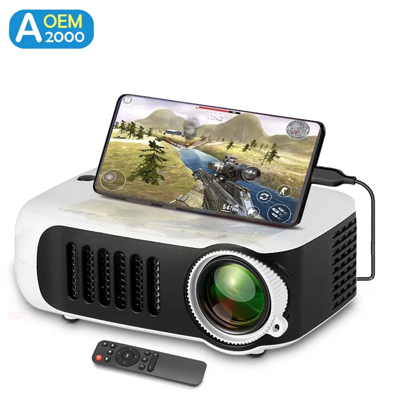 Mini proiettore A2000 Home Cinema portatile Videoproiettore LED 3D Proiettore laser da gioco 4K 1080P con porta HD per Smart TV Box