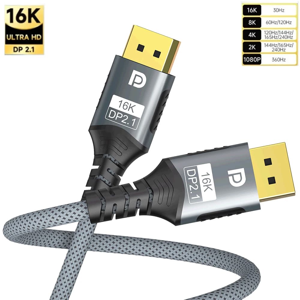 Displayport 2.1 Cavo DP 16K 8K@120Hz/60Hz 4K@240Hz Cavo audio video HDR 80Gbps per laptop Proiettore Xbox Monitor da gioco Video