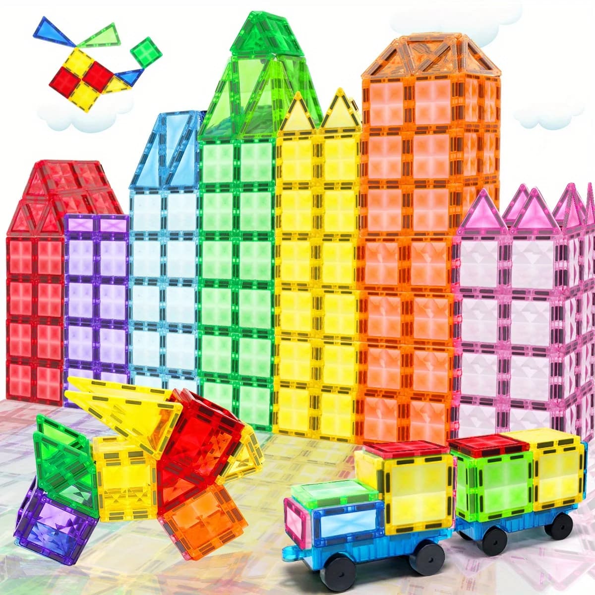 Blocchi Magnetici da Costruzione, Piastrelle Magnetiche, Ideali per l'Interazione Genitore-Figlio, Apprendimento e Gioco Creativo, Regalo per il Ritorno a Scuola
