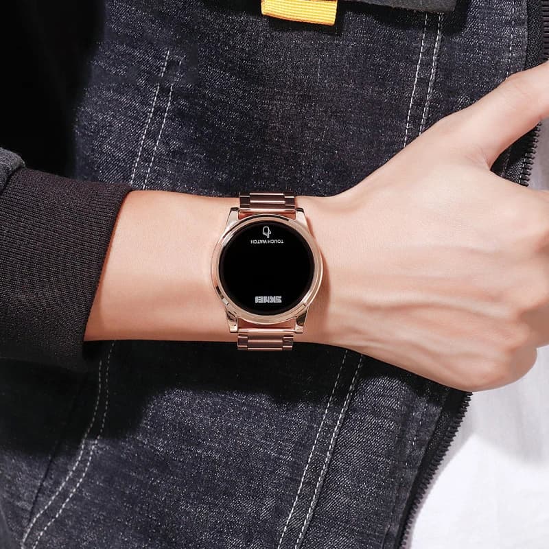 Orologio da uomo digitale multifunzione sportivo di moda elettrico cinturino luminoso in acciaio inossidabile orologio da polso maschile impermeabile orologio Casual