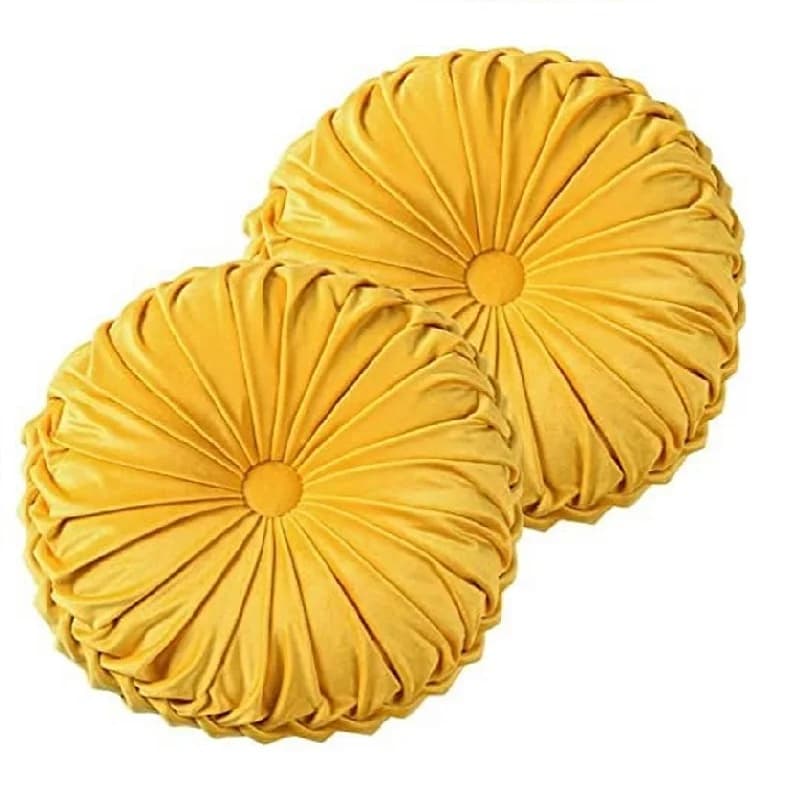 Inyahome Confezione da 2 cuscini per sedia rotondi Sedile a forma di zucca Nuovo cuscino lombare a forma di zucca con ruota piegata nordica per soggiorno Cuscino in velluto