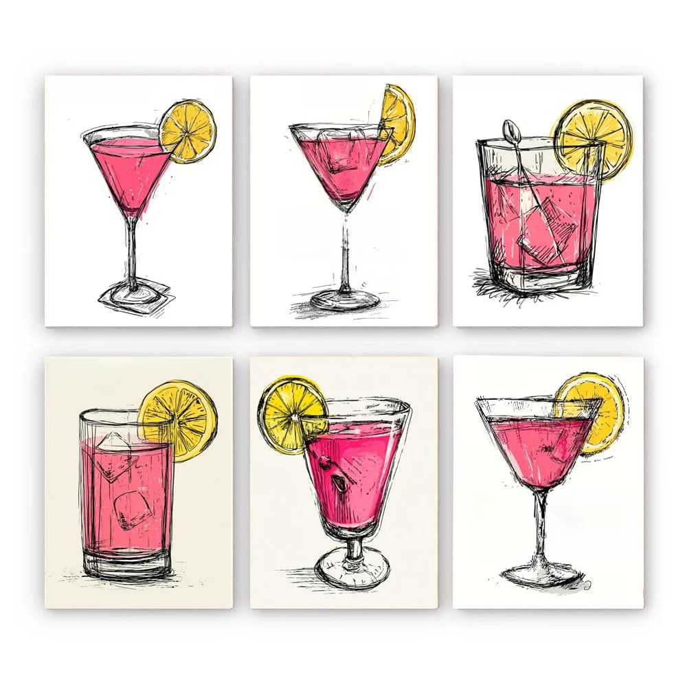 Hand Paint Pink Cocktail Leisure living Room Painting By Numbers Kit DIY Acrylic Artwork Canvas Art Gift Home