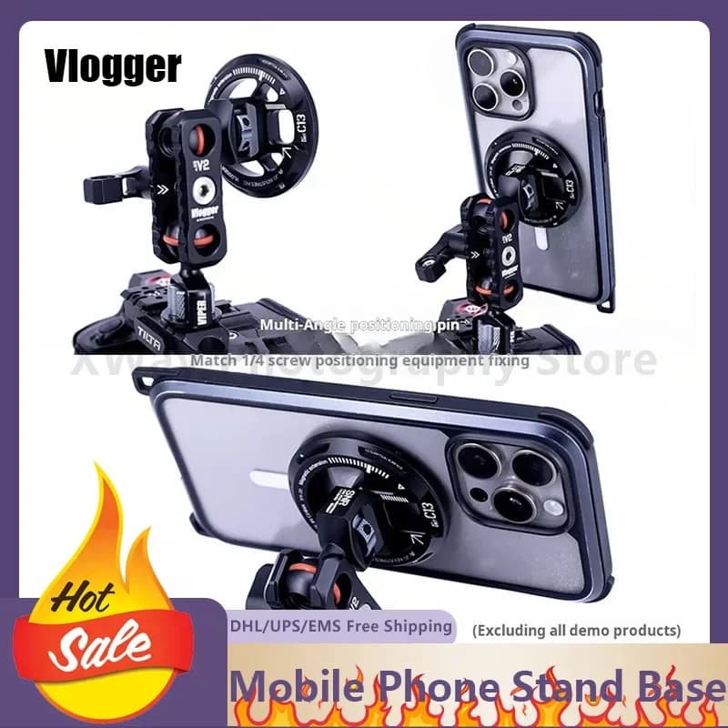 Vlogger C13 Treppiede per fotocamera Gimbal Telefono Base con supporto magnetico multifunzionale dotata di fori di posizionamento Ale multi-angolo