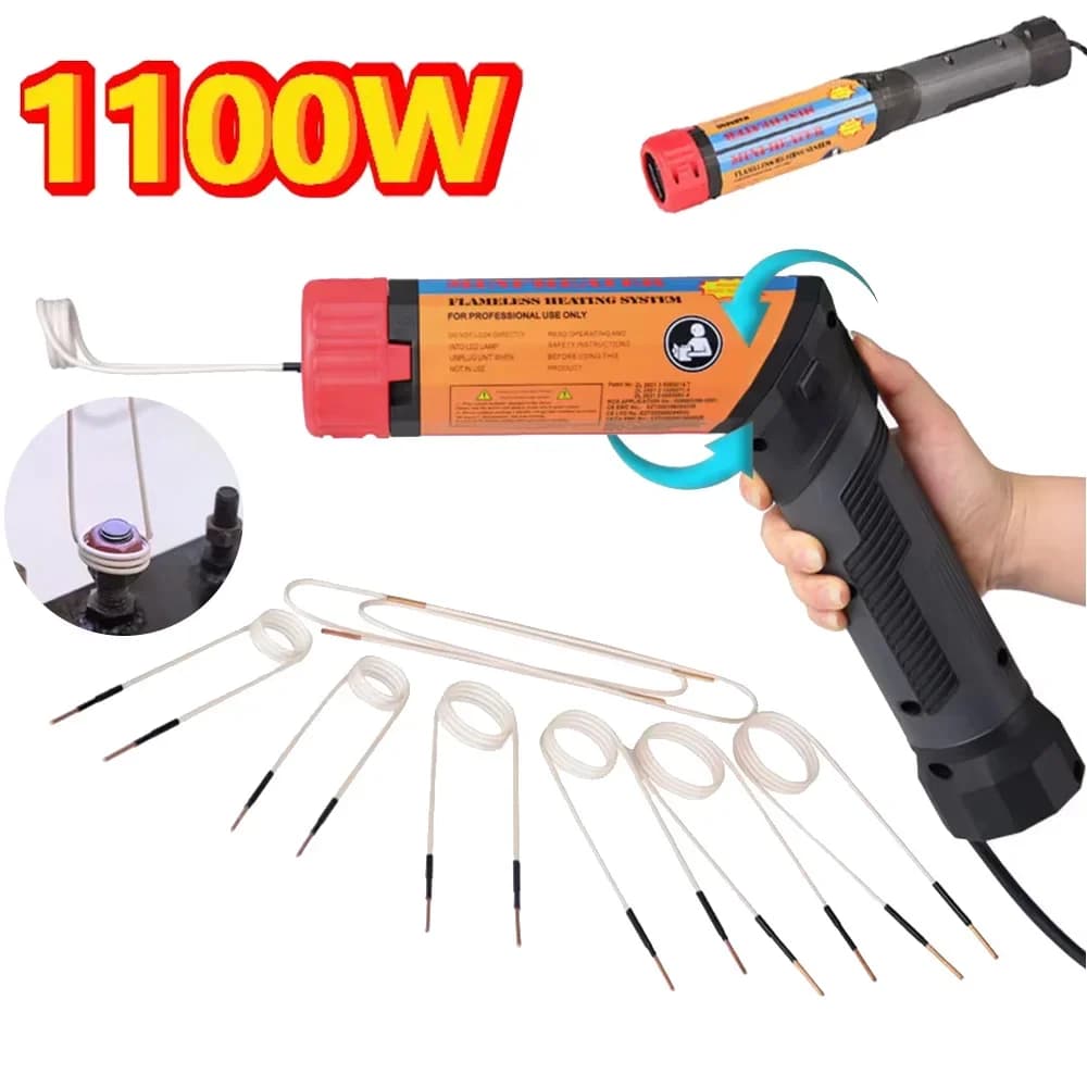 Accessori per auto Pistola riscaldante per dado rotante elettromagnetico senza fiamma da 1100 W, nuovo riscaldatore a induzione Confezione in scatola di alluminio a 8 bobine