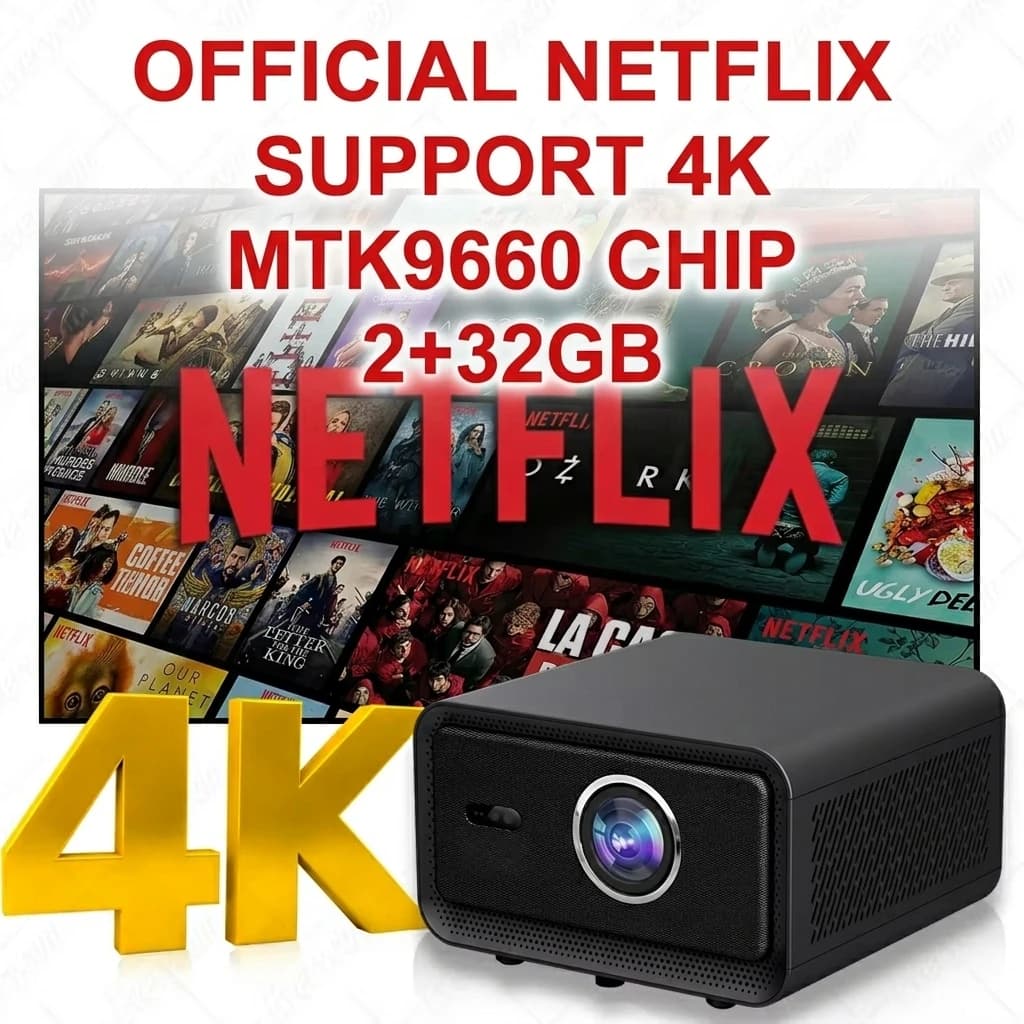 Official Netfix CubeLite Mini 2 Projector 2000 CVIA Lumens Native 1080p Support 4K Video Projecteur Smart Android Home Theater