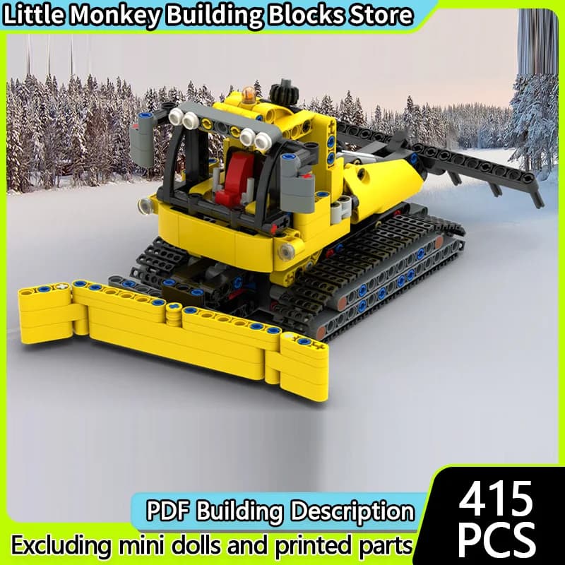 City Car Model MOC Building Bricks Classic Tiny Snow Groomer Modular Technology Children Holiday Gifts Assemble Toys Suit