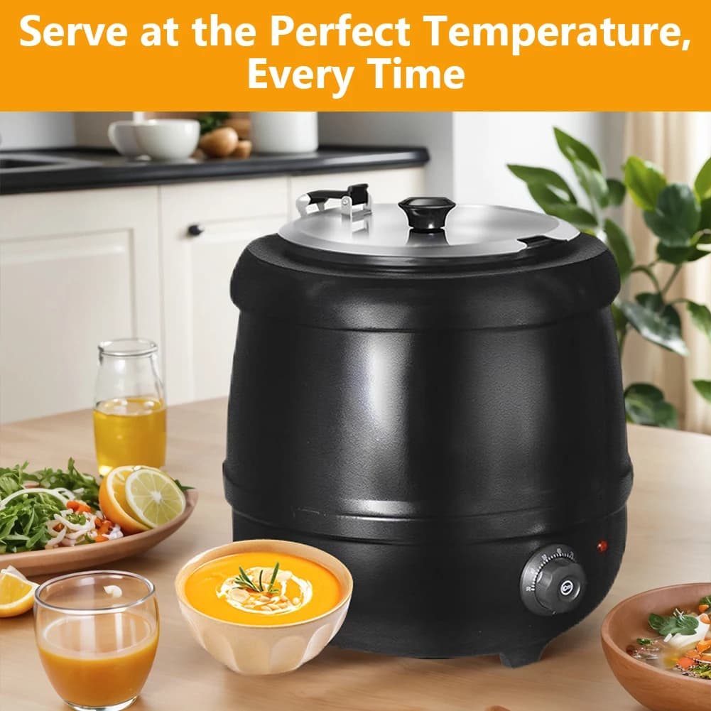 10 liters electric heater with hinged lid Electric soup pot Heating Stewed kettle for restaurants and home catering for parties