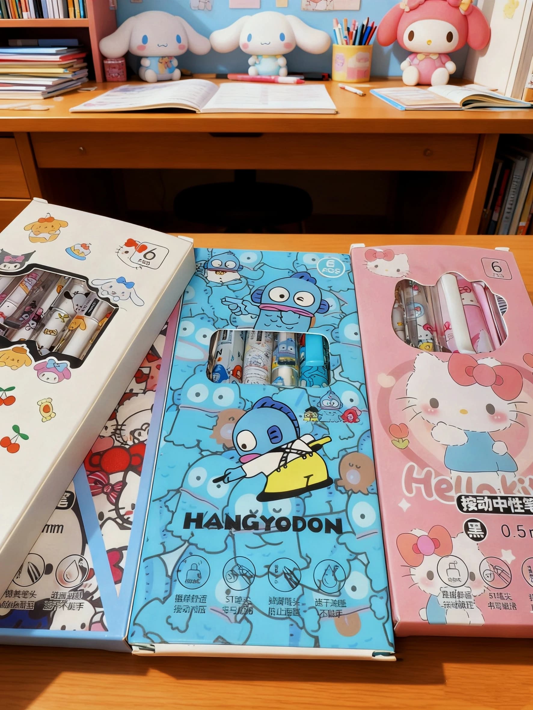 6 pezzi penna gel kawaii Hello Kitty Kuromi Pachacco studente penna per esame penna per firma per ufficio ad asciugatura rapida materiale scolastico premio di cancelleria