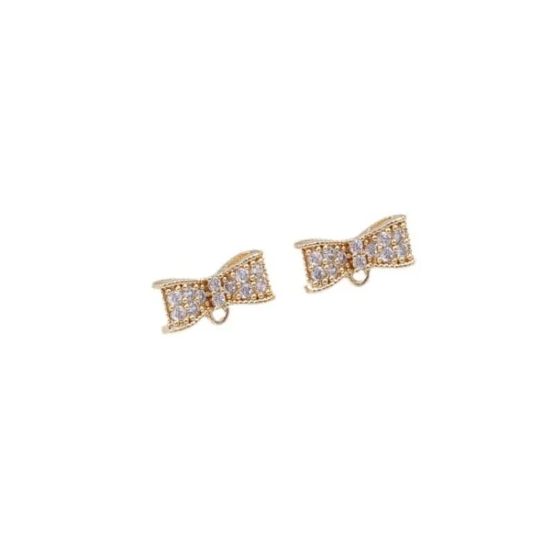 Color 14K Gold Micro-inlaid Zircon With Rings Bow Studs DIY Hmade Earrings Ear Jewelry Accessories Materials