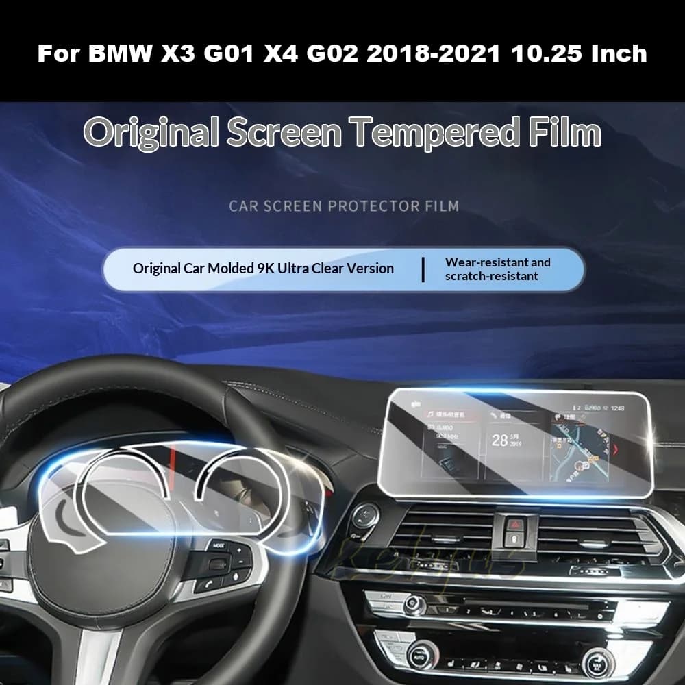 Pellicola protettiva in vetro temperato per BMW X3 G01 X4 G02 2018-2021, protezione per navigatore GPS e cruscotto da 10,25 pollici