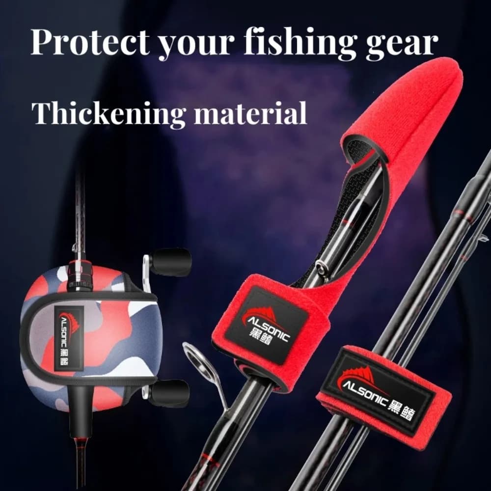 Cappuccio Protettivo per Canna da Pesca, Fascia Elastica con Chiusura, Supporti per Canna da Pesca, Cinghie Spesse e Ventilate per Canna da Pesca