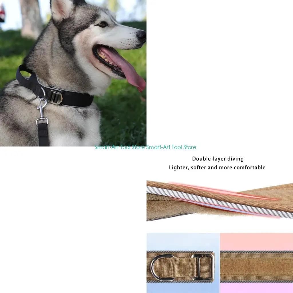 E1PB Collare per cani imbottito morbido Collare riflettente regolabile Riflettente con maniglia