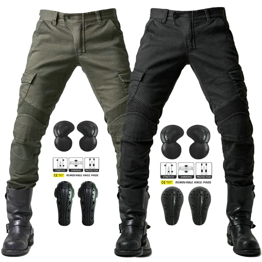 2025 Nuova Moto Nero Uomo Jeans Aggiornamento Estensione Protezione Staccabile Racing Road Rider Quattro Stagioni Pantaloni Moda Casual