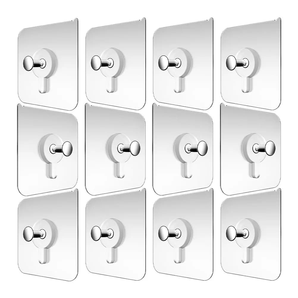 30Pcs Heavy Duty Adhesive Wall Hooks Picture Hangers Without Nails Clear Sticky Hooks for Frames Calligraphy Glass