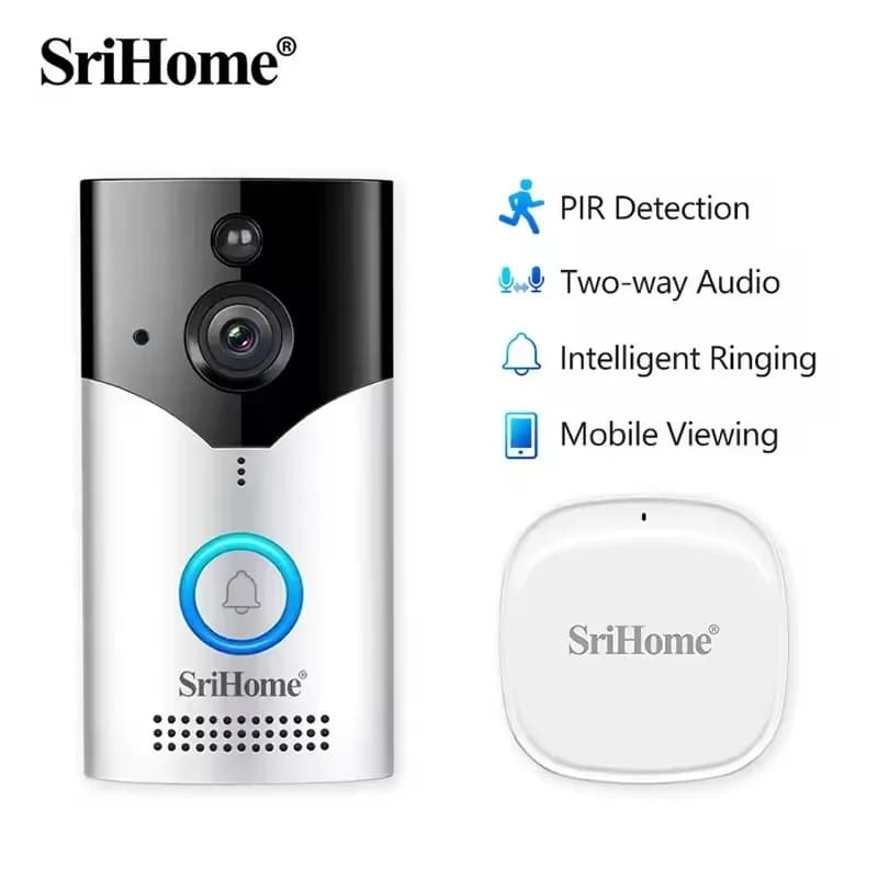 Srihome Videocitofono Sistema di ingresso Videocitofono Campanello Telefono Telecamera per visione notturna IR antipioggia per appartamento di costruzione di ville domestiche