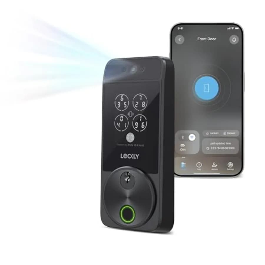 Serratura Intelligente Visage Serie Zeno con Riconoscimento Facciale, Impronta Digitale, Accesso Senza Chiave, Wi-Fi Integrato, Compatibile con Apple Home Ke